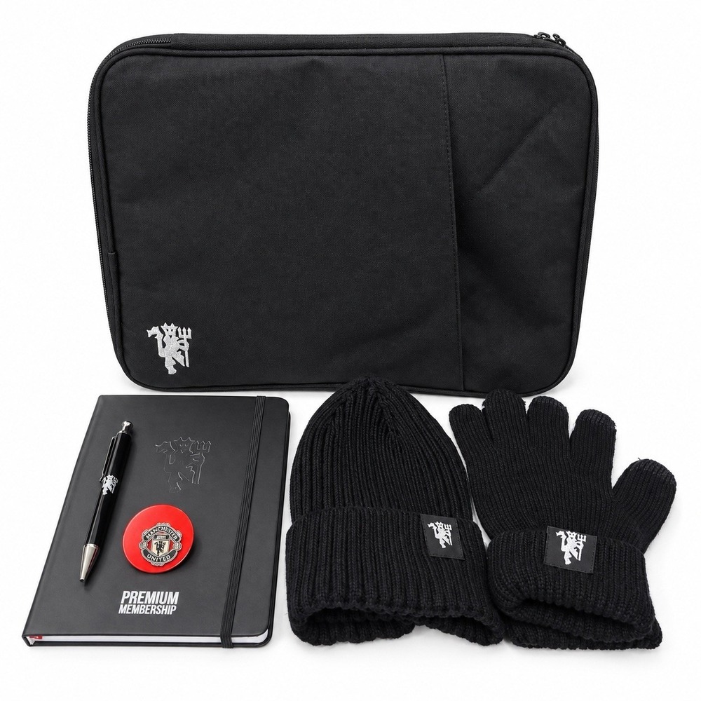 Manchester United Premium Membership Set Case Beanie Gloves Notebook Pen Pin